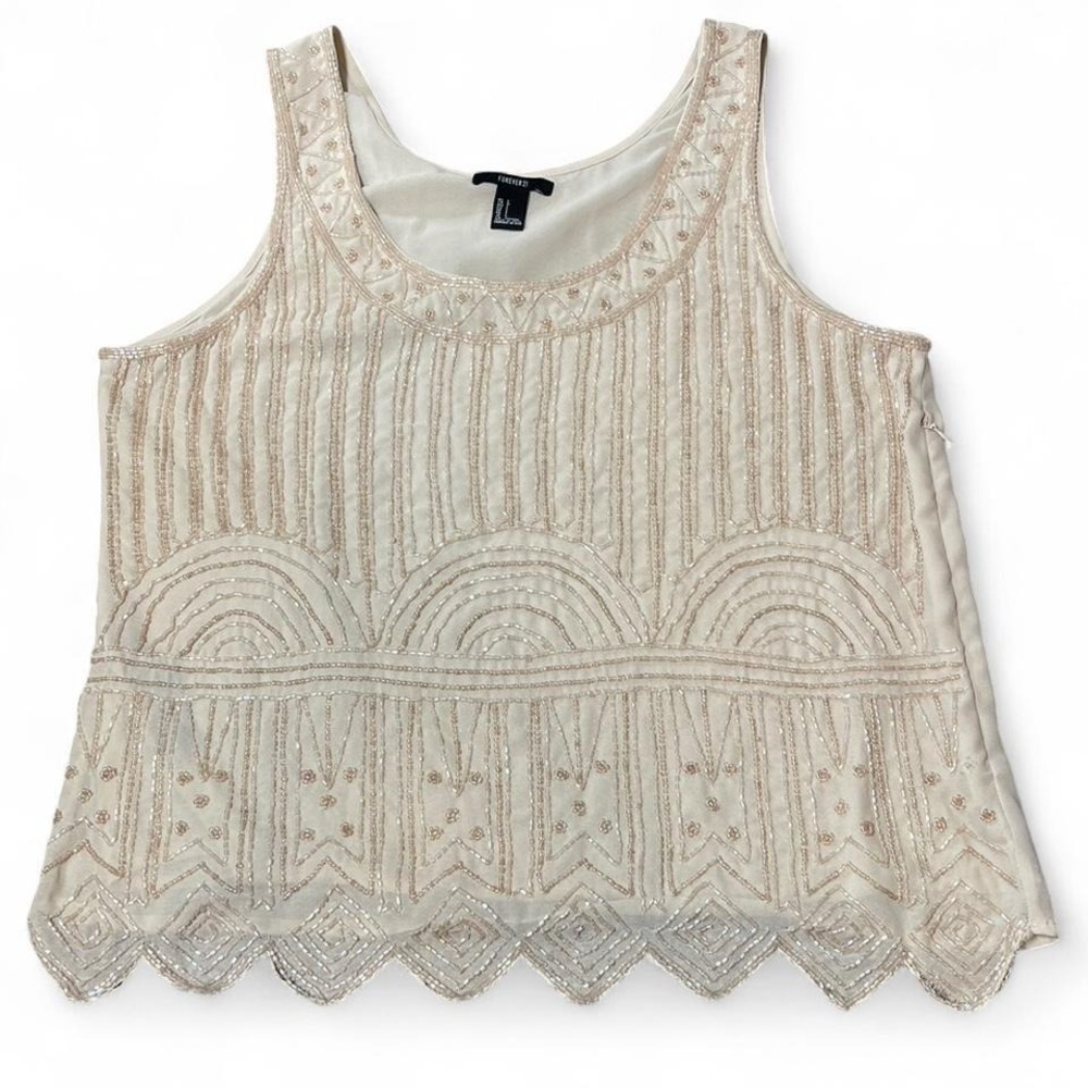 Forever 21 cream/light pink beaded top
